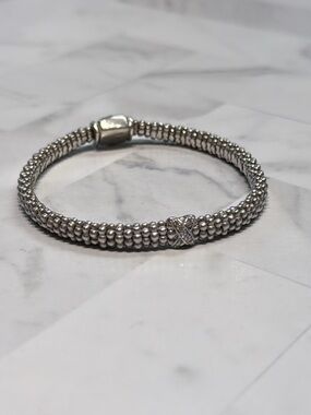 Lagos Sterling Silver Bracelet with Diamond X 925